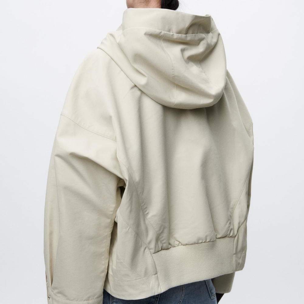 Women’s Cream Hooded Zip Front Jacket - Picture 4 of 13